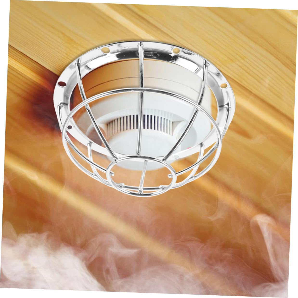 10 Pièces Protection Détecteur Acier Inoxydable Couverture Ventilée Antichoc pour Capteurs de Fumée Installation Facile pour Maison et Bureau
