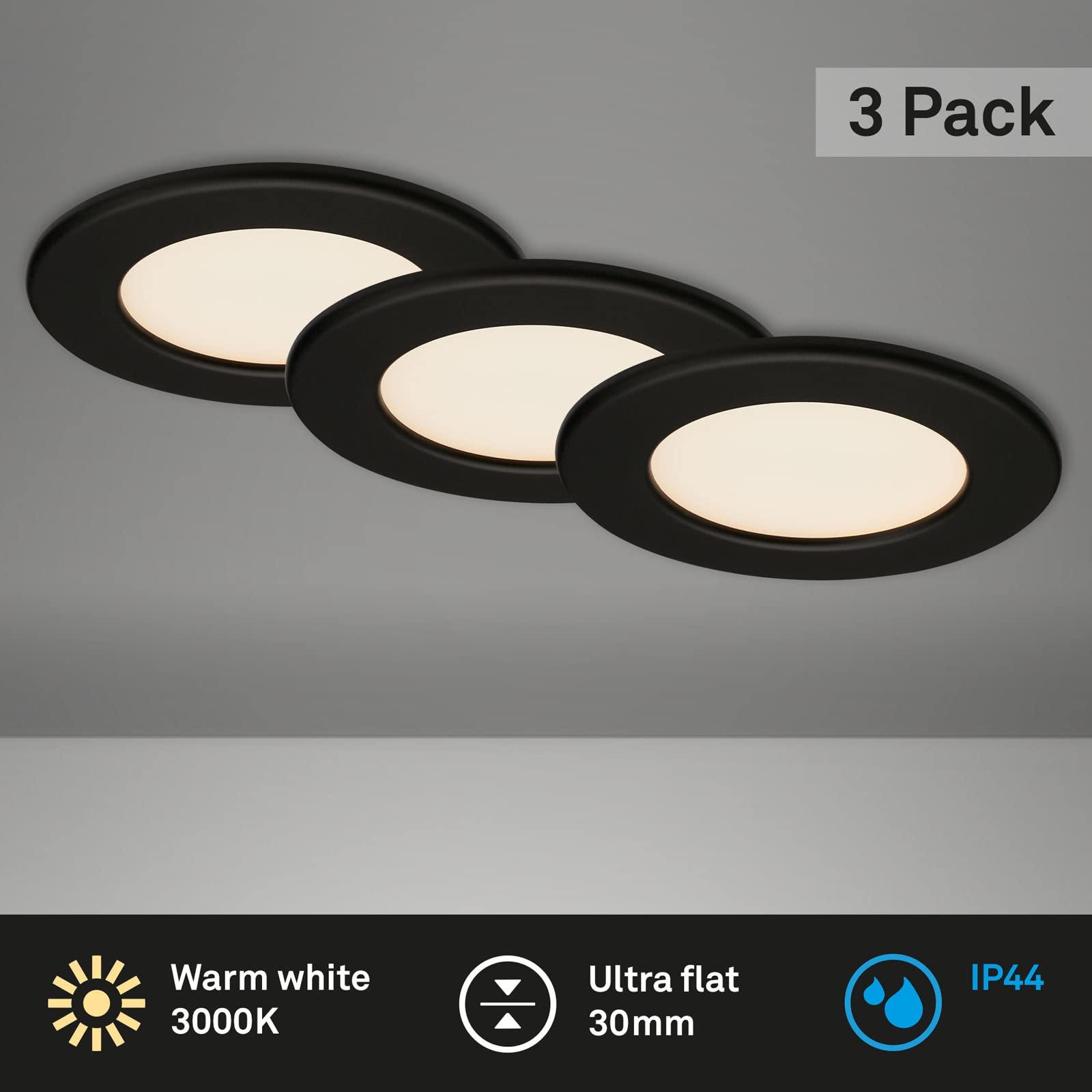 BRILONER Set Di 3 Faretti LED Da Incasso UltraPiatti – 230V, 6W, 660lm, Luce Bianca Neutra 4000K, 120x28mm