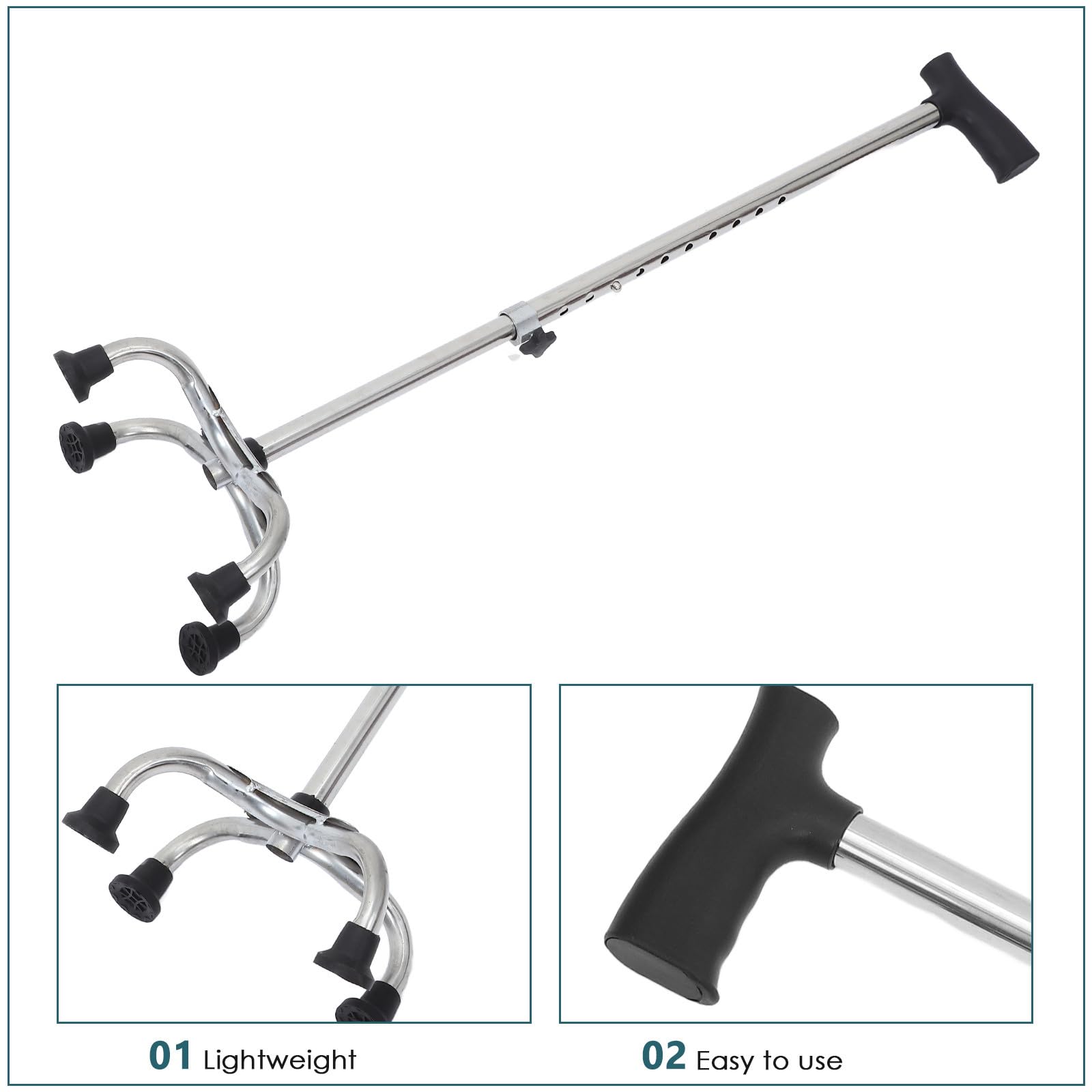 Operitacx Bastone da Passeggio Regolabile in Acciaio Inox Punte Antiscivolo Ausilio per Camminare per Uomini e Donne Utilizzo Interno ed Esterno