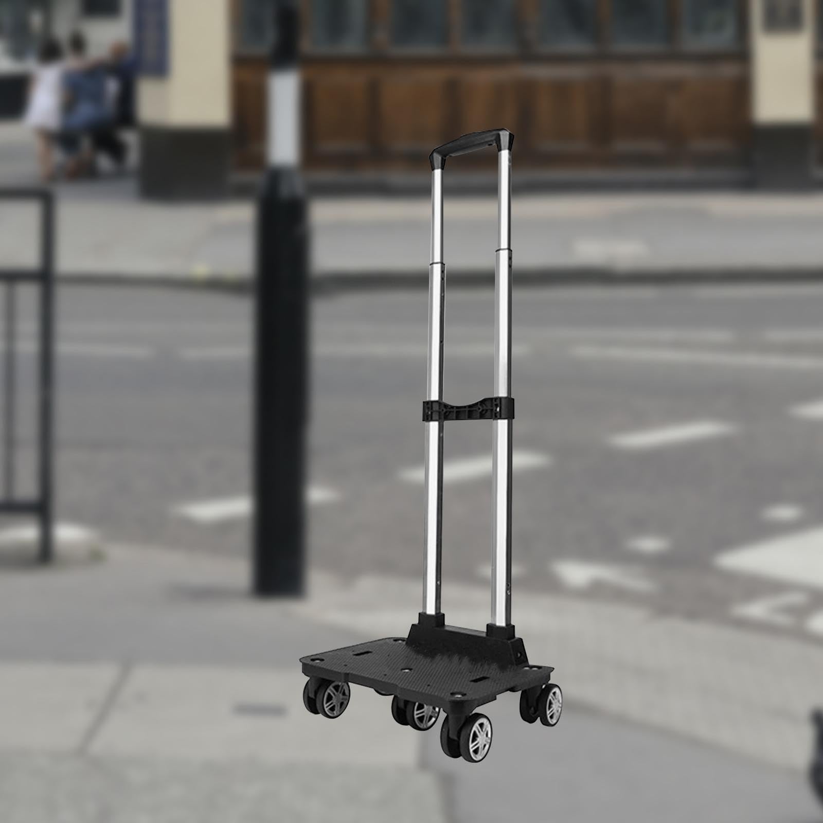 Carrito de Viaje Mochila Accesorio Escolar Porta Trolley Aluminio Ligero Plegable Asa Manual Ruedas Sin Freno Adecuado para Excursiones Oficina, cinco ruedas, unico