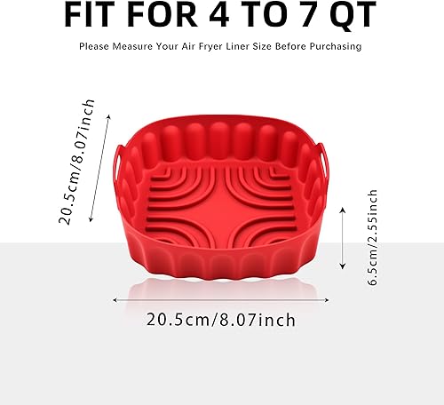 Miniatura 7 de Forros de silicona para freidora de aire de 8 pulgadas, cesta reutilizable para freidora de aire para horno, insertos para freidora de aire para