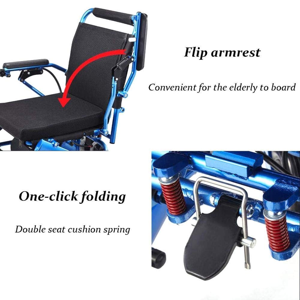 Sedia a rotelle Pieghevole Portatile, Sedia a rotelle per disabili Seniors per Auto Sedia a rotelle elettrica Sedia a rotelle Pieghevole in Alluminio Leggera, Blu