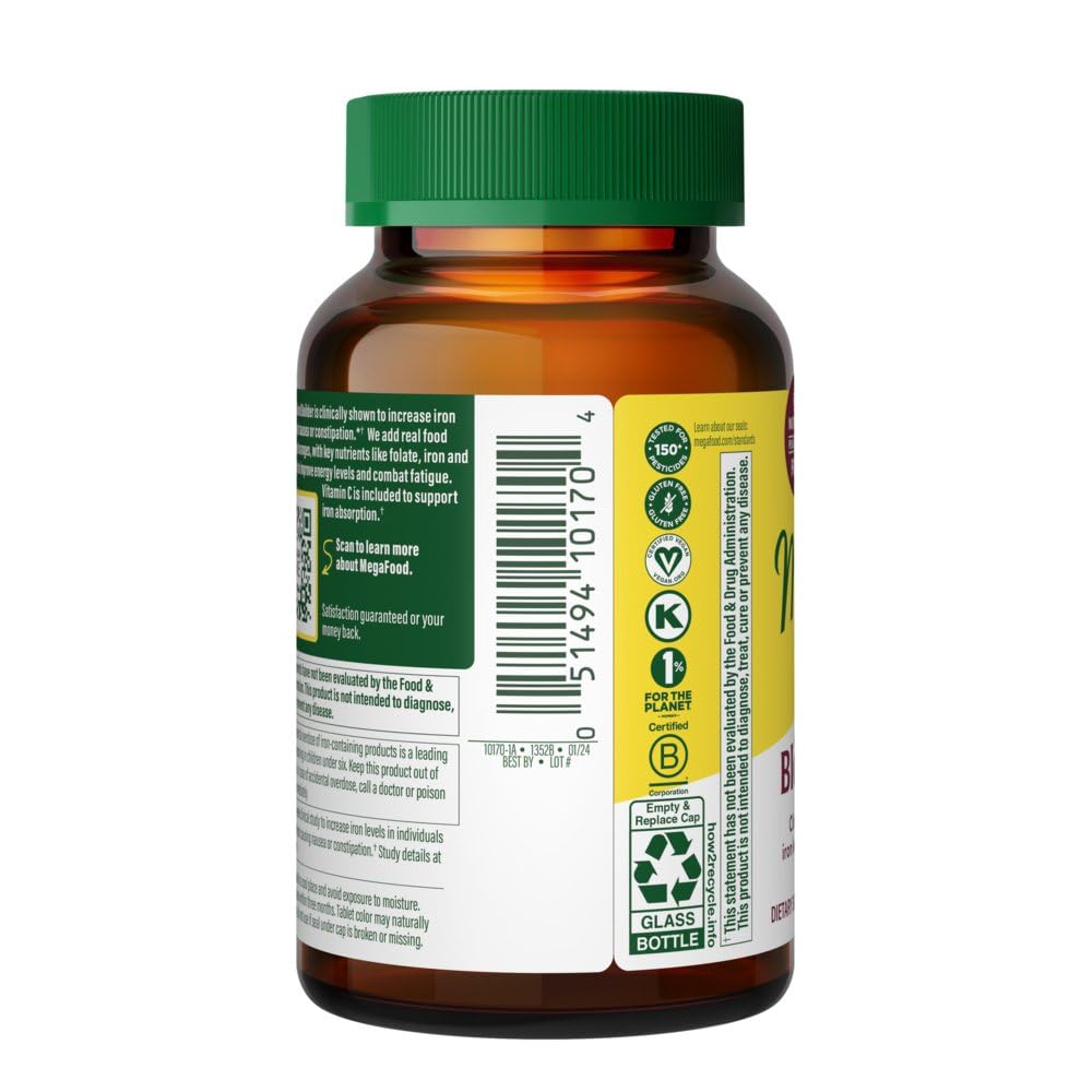 MegaFood Blood Builder Iron Supplement, Energy Support, Vegan, 30 Tablets — Amazon image 3