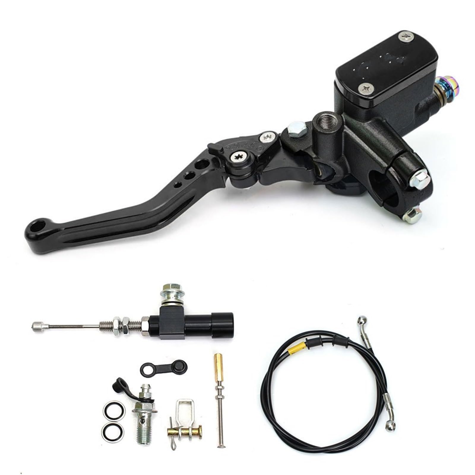 Pbqenxb Break and Clutch Levers 22mm Motorcycle CNC Hydraulic Clutch Kit Lever Master Cylinder Knitting Oil Hose(Black)