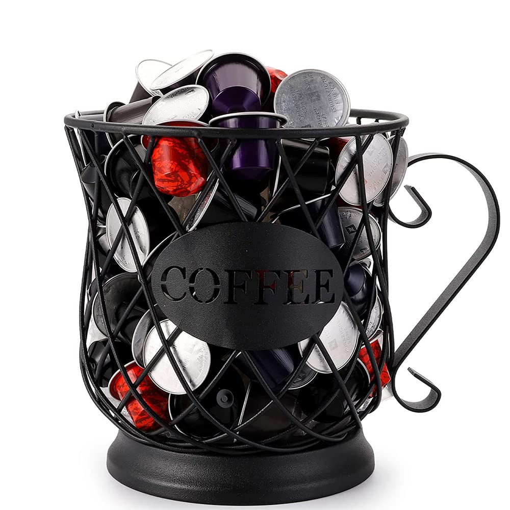 Panier Coffee Porte Capsule Café, Support de Dosettes de Café, Panier à Capsules de Café, Panier de Rangement pour Capsules de Café, pour Capsules de café Tassimo, Nespresso, Dolce Gusto (Noir)