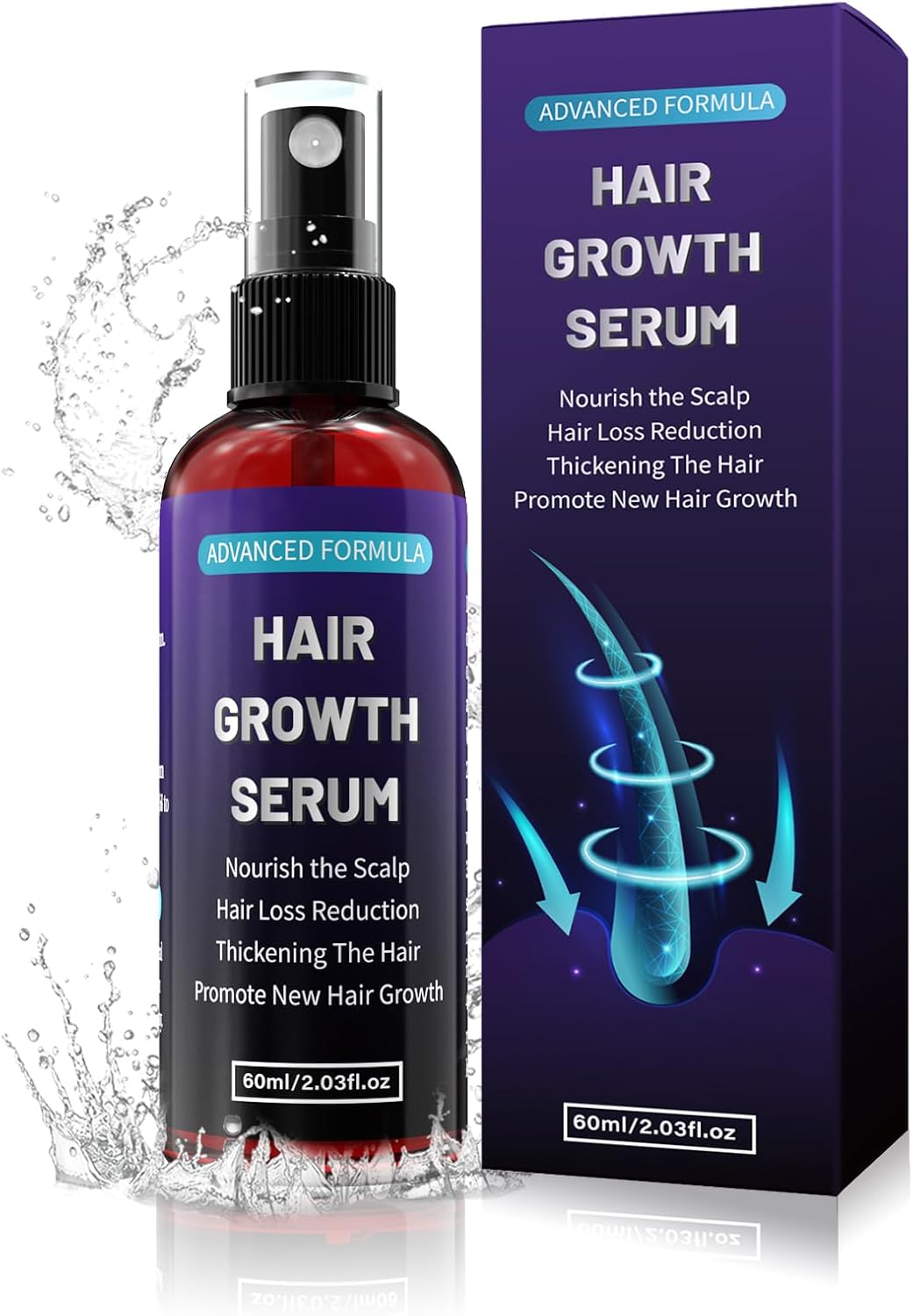 Minoxidil 5% Haargroeispray voor mannen en vrouwen, met rozemarijnolie Effectief tegen haaruitval en dunner wordend haar, stimuleert haargroei en baardgroei, milde en voedende formule 60 ml