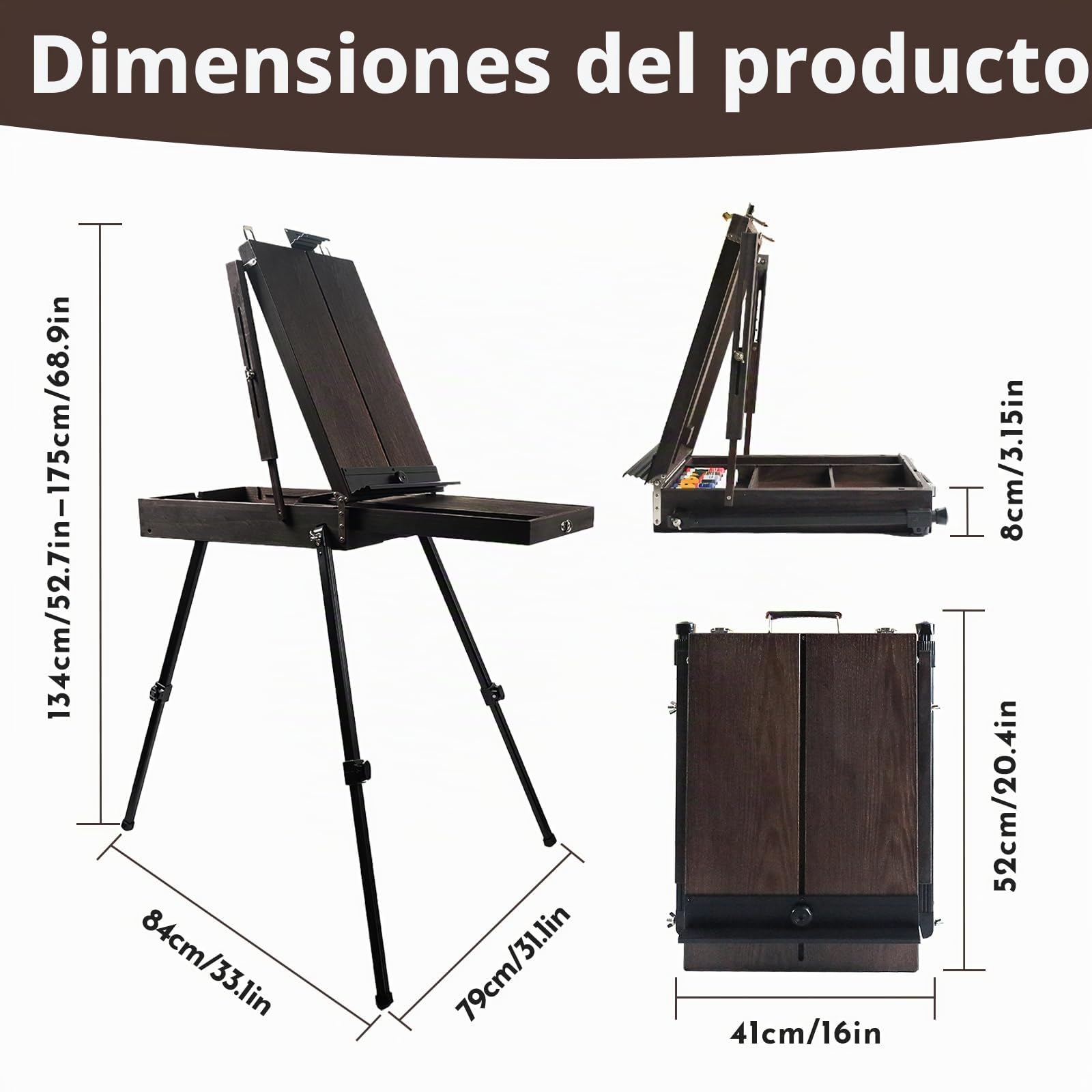 Conda Caballete de estilo francés 70" con patas de aluminio, plegable para bocetos, cajón y soporte de trípode