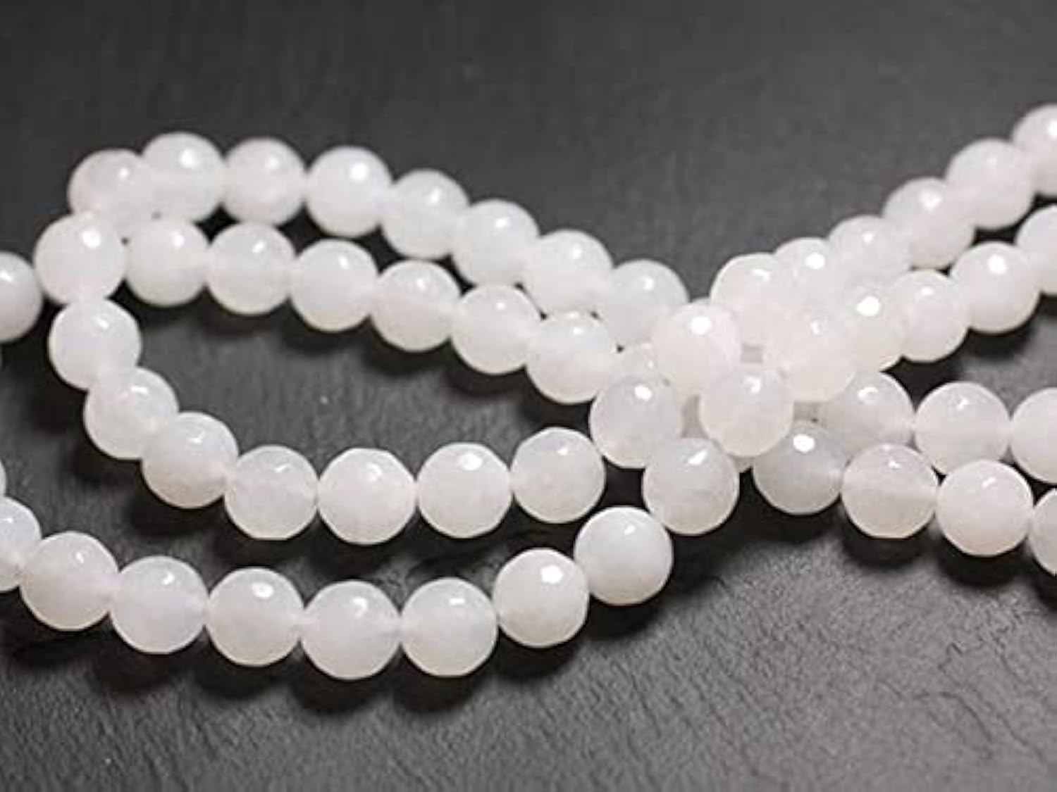 White Jade 8mm perles de jade blanc facetté LKBEADS pour création bijoux