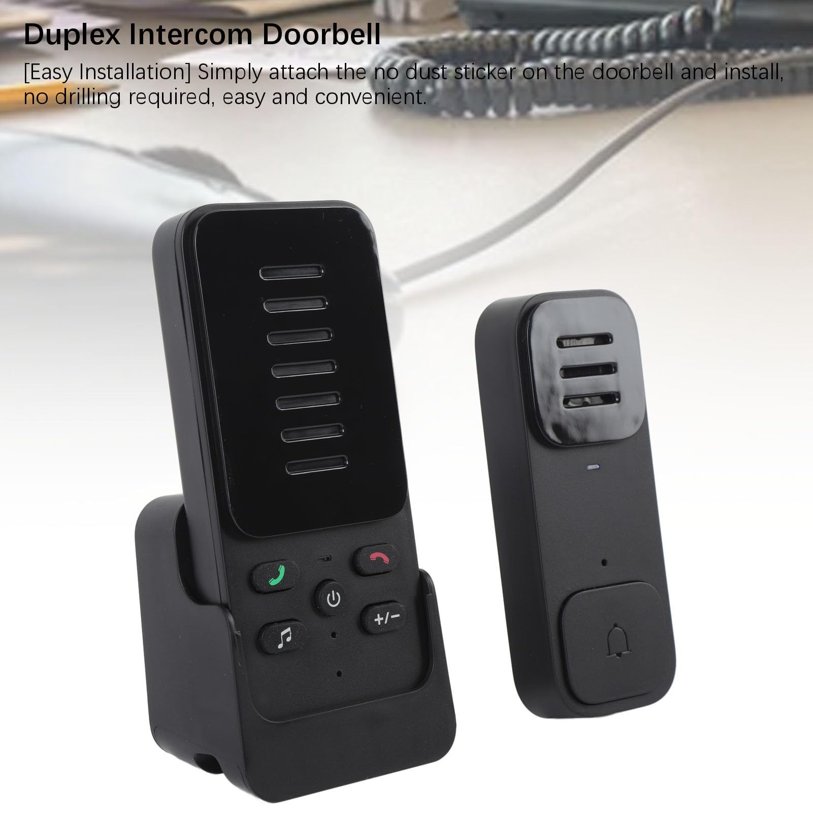 Puerto de Intercomunicador de Voz Inalámbrico para el Hogar, 2.4g WiFi Dúplex 2 Vías de Puerta Eléctrica de Voz con 300 M Rango 4 Niveles de Volumen, 800 MAh Batería Recargable