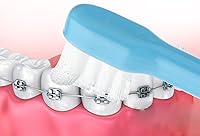 Vista 4 de 2 Piezas Cepillo de Dientes de Mechón Cabeza Pequeña Extremo Cónico Wisdom Interdental Interespacio Cuidado Suave Cepillo de Dientes Pequeño azul