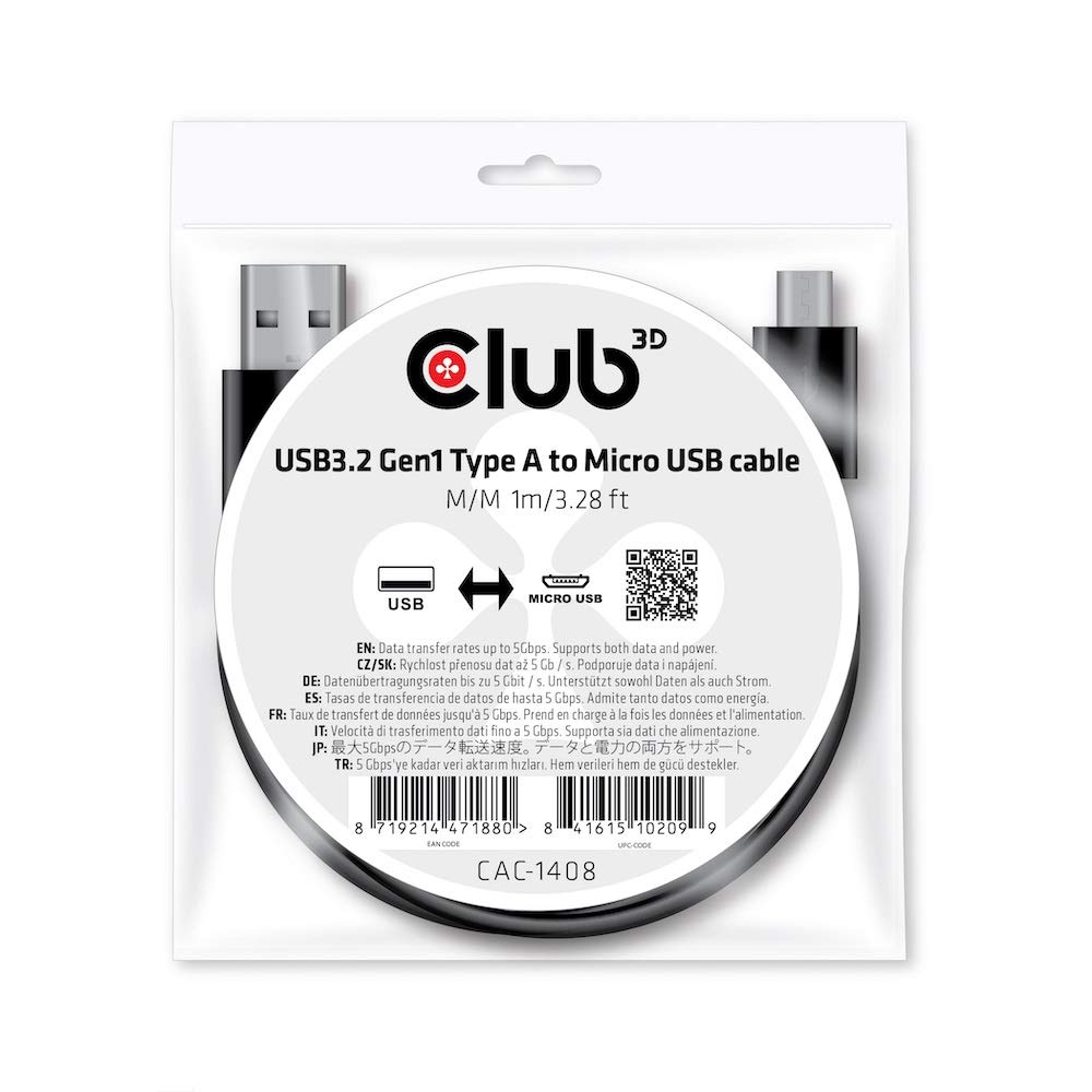 Club 3D USB 3.2 Gen1 Typ-A auf Micro USB Kabel St./St. 1m