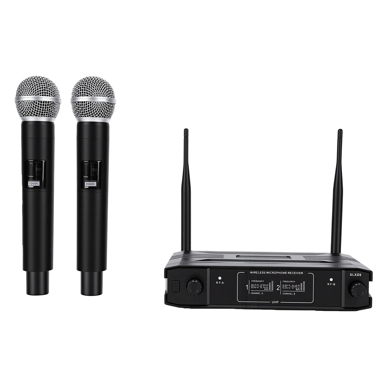 XUMIUZIY Microfonico Portatile Wireless, Doppio Canale per Palco per Conferenze Karaoke (Spina europea)