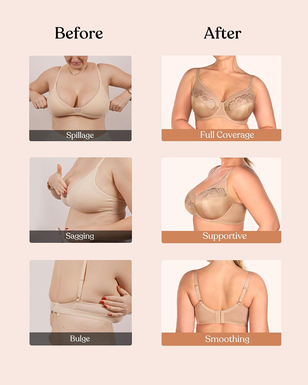 HSIA Minimizer Bras for Women Full Coverage Pearl Shimmer Plus Size Lace Unlined Bra with Underwire, Dark Beige 34K
