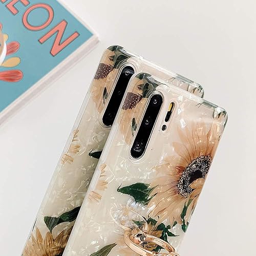 Miniatura 8 de Qokey Funda para Galaxy S9, S9, diseño de flores, a la moda, para hombres, mujeres y niñas, con anillo giratorio de 360 grados, soporte de TPU suave