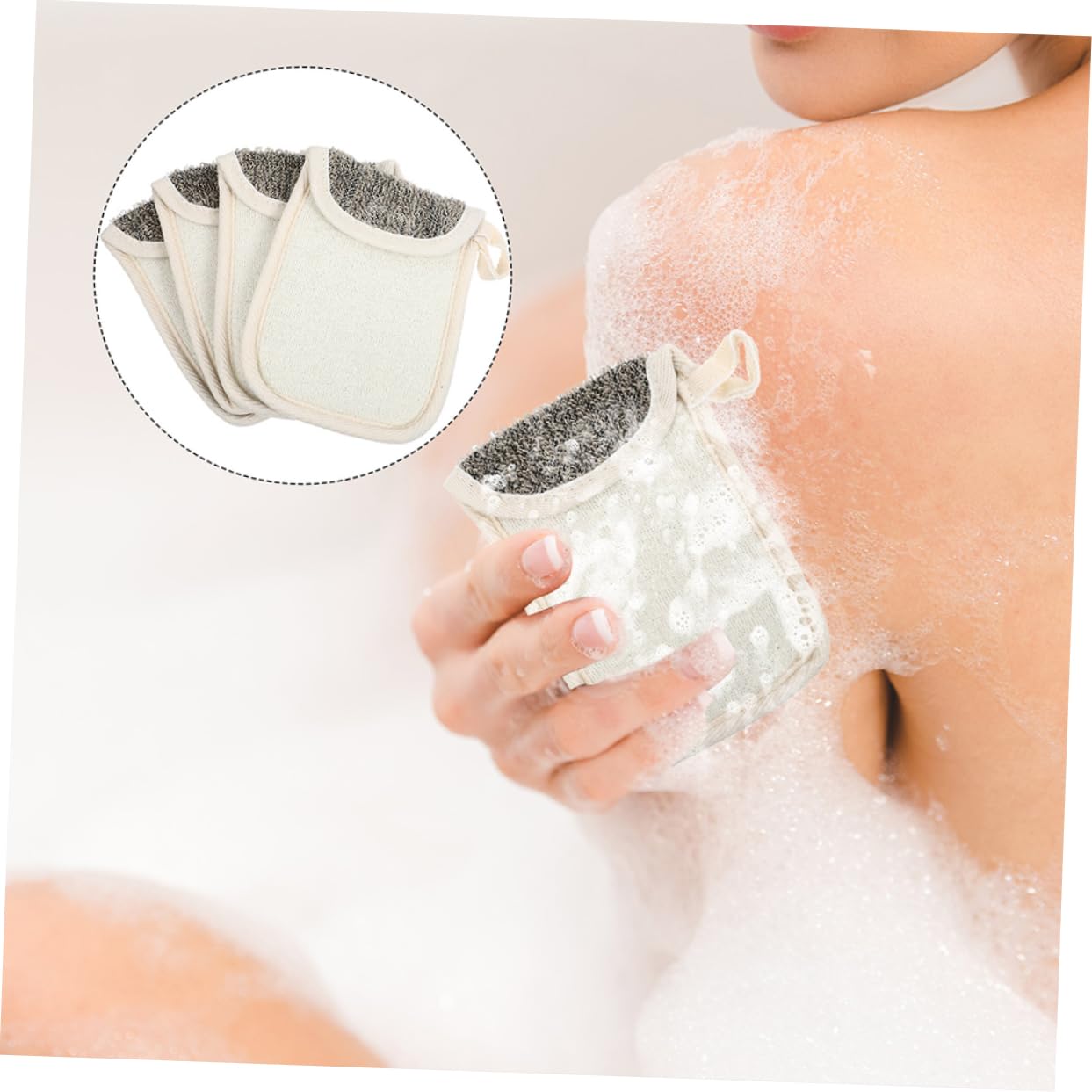 5pcs Black Linen Soap Storage Bags Exfoliating Mesh Soap Net Pouches for Bathing and Shower Use