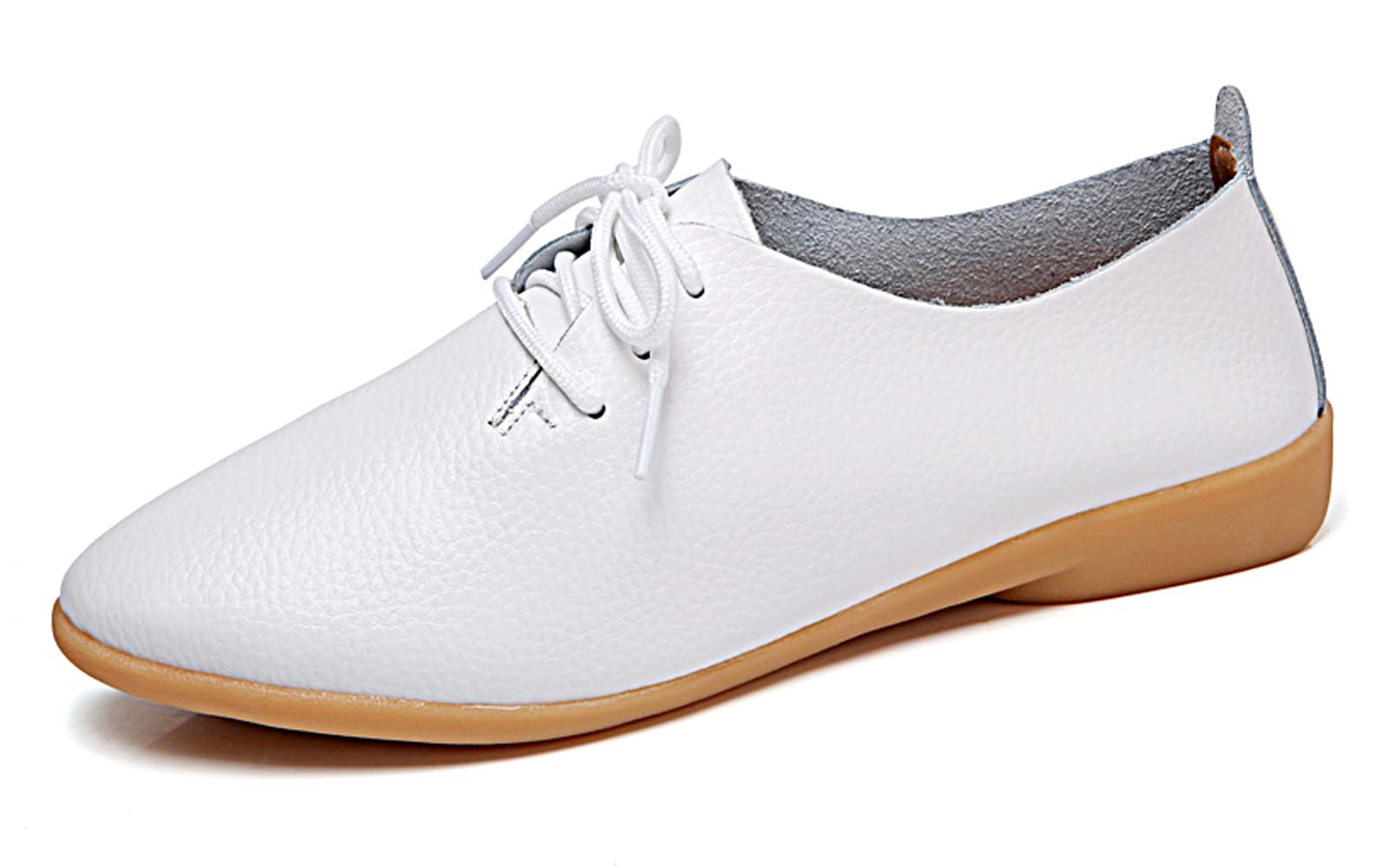 Sunporx Chaussures à Lacets en Cuir pour Femmes Mocassins à Bout Pointu Semelle Souple Oxfords légers et Confortables Plates de Travail Formelles Mocassins de Conduite