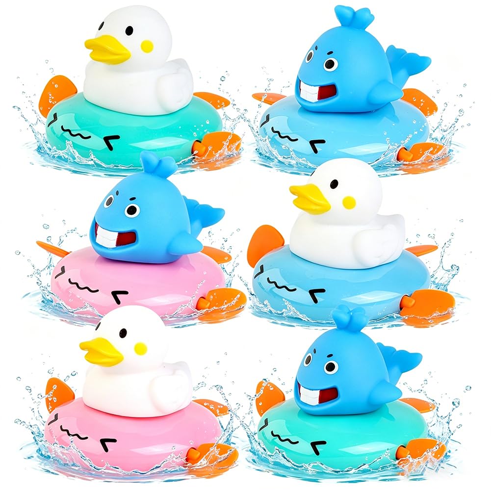 6 PCS Baby Bath Toys, Childrens Wind Up Bath Toys, Baby BathTub Toy, Paddling Pool Toy for Toddler, Bathroom Float-Toy for Kids, for 1-5 Years Old Toddler, for Bathroom Swimming Pool Paddling Pools-H