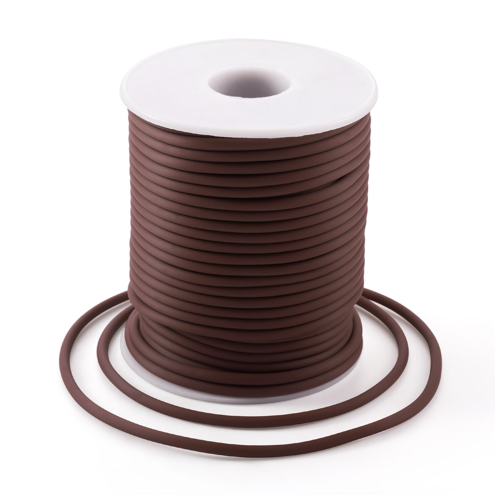 Craftdady 25m Hollow Pipe Tubing PVC Rubber Cord Rubber Tube Cord Wrapped Around For Memory Wire Necklace Bracelet Knitting, Saddle Brown