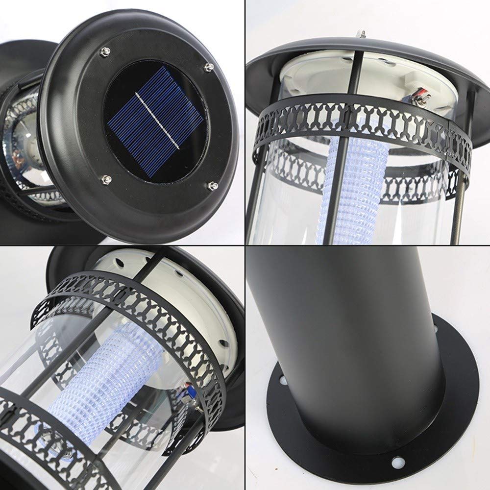 Oświetlenie słupowe LED solarne, dekoracja, lampa aluminiowa, odporna na rdzę, IP54, gruba akrylowa latarnia krajobrazowa, europejska okrągła lampa zewnętrzna, oświetleni,