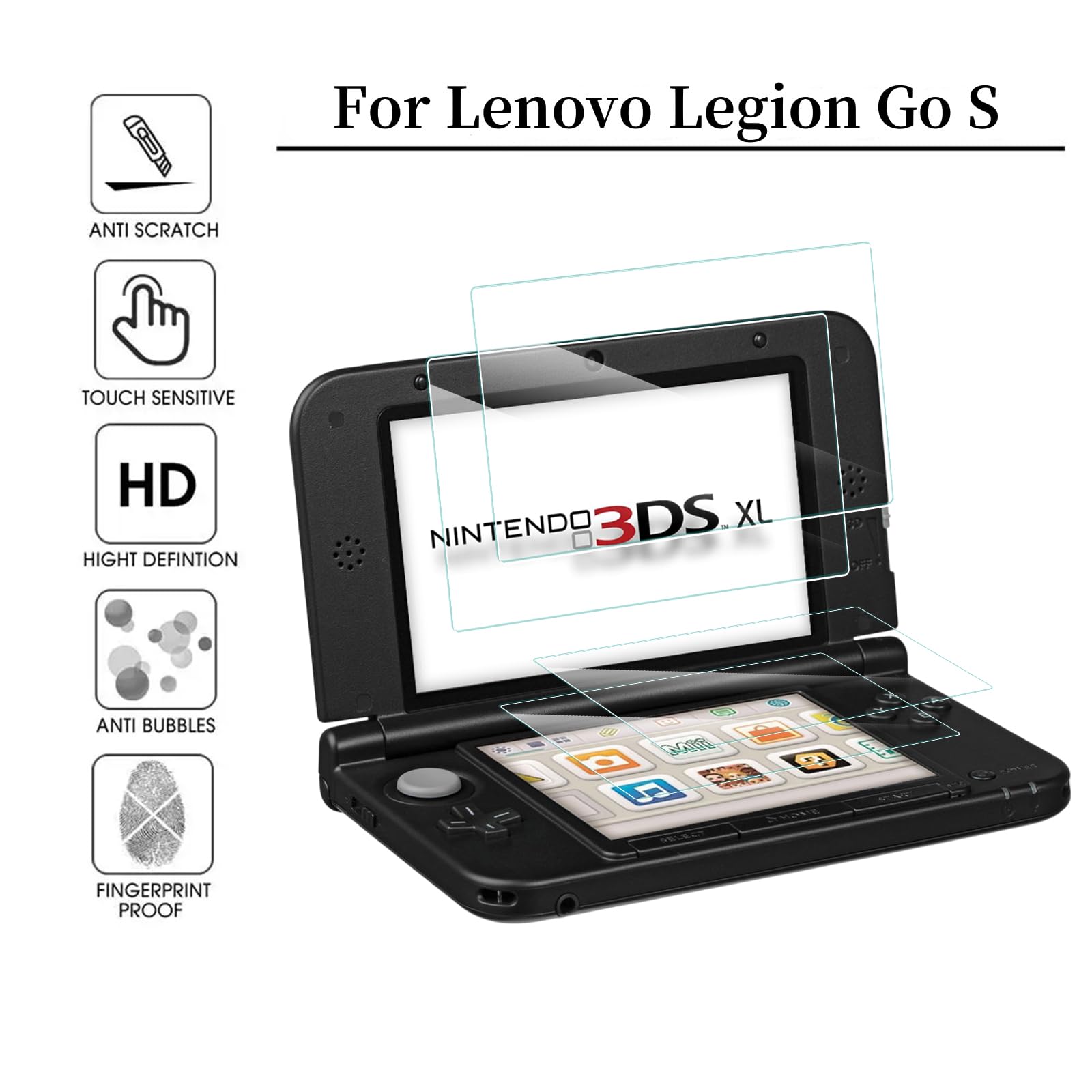 MEMELOKA Verre Trempé pour Nintendo 3DS XL/3DS LL, 2+2 Pièces 9H Dureté [Anti-Rayures][Sans Bulles][Haute Définition] Protection Écran