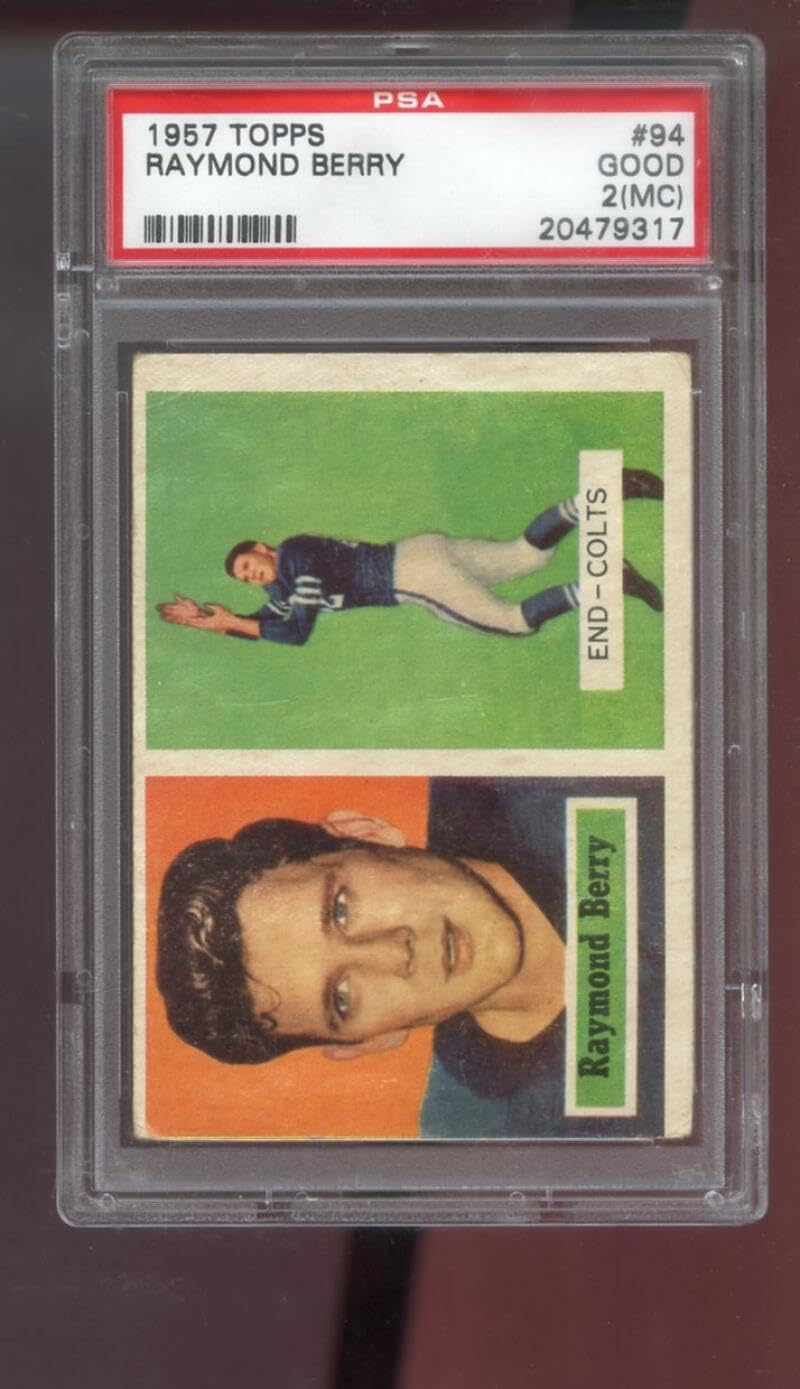 1957 Topps #94 Ray Berry Raymond Berry ROOKIE RC PSA 2 (MC) Graded Football Card