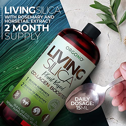 Living Silica Plant Based Collagen Booster | Vegan Collagen Booster | Supports Healthy Collagen And Elastin Production For Joint & Bone Support, Glowing Skin, Strong Hair & Nails | 33.85 Fl Oz #TOP5