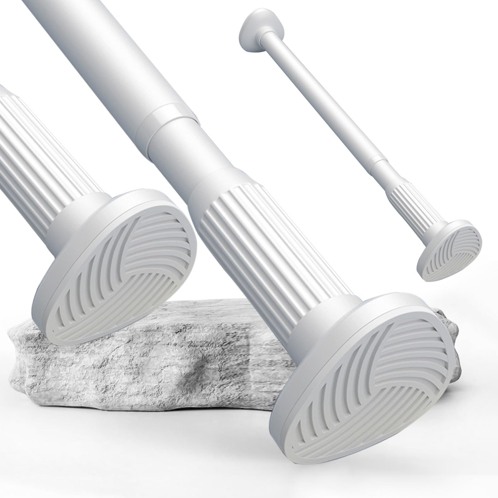 Tringle de douche sans perçage 40,6 à 498 cm en acier sans perçage extensible 210,8 à 299,7 cm pour salle de bain cuisine placard – Blanc H