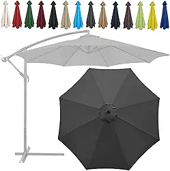 Guarda-sol de substituição 2M 2,7 m, capa de guarda-sol de substituição, à prova d'água, capa de tecido para jardim, pátio, quintal, praia, (cor: cinza, tamanho: 200 cm - 6 braços)