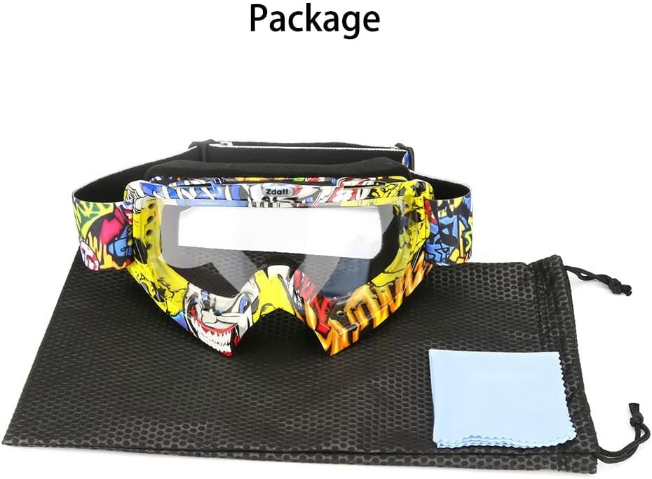 Dirt Bike Goggles, ATV Goggles Adult Motocross Goggles Clear Lens Racing MX Goggle Glasses and Ski Goggles