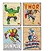 Vintage Superhero Tin Sign Bundle - The Incredible Hulk, Thor, Iron Man and Captain America.