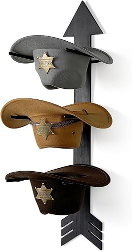 HYDERMUS Organizador de sombreros de vaquero para pared, diseño de flechas de madera rústica, 3 piezas, soporte para sombreros de vaquero, disponible en Yaxa Colombia