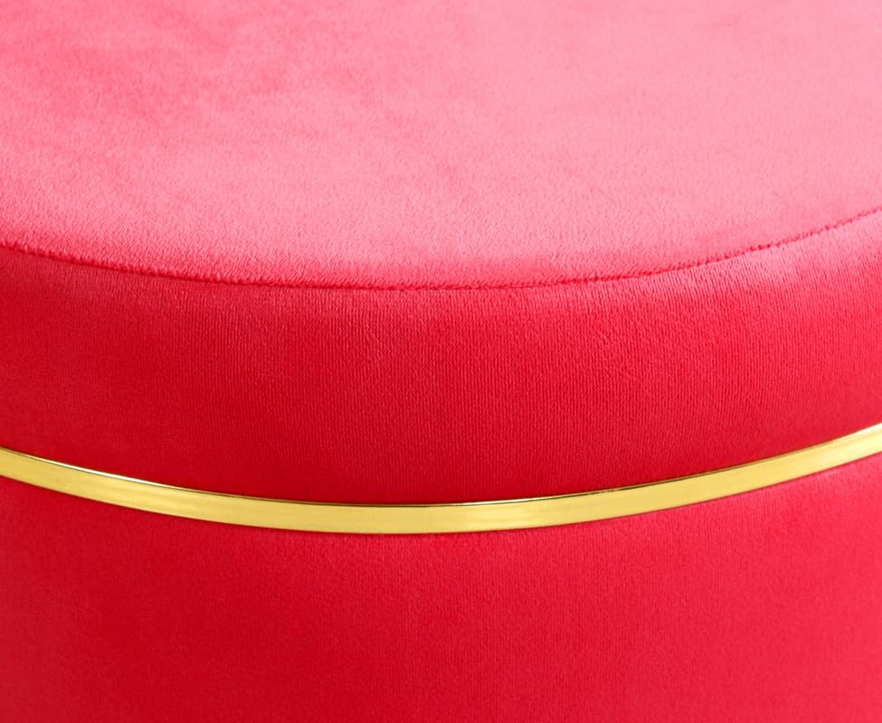 SmartKart Ottoman Pouffe Footstool for Living Room Ottoman Bench, Round Pouffe, Upholstered Velvet, Wooden Small & Large Sizes for Home Dcor, 16x16x16 Inch, Baby Pink 3