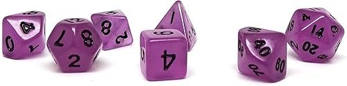 Mini colección de dados poliédricos de 0.394 pulgadas  Incluye un D20, D12, D10, D8, D6, D4 y D00 (morado veneno)