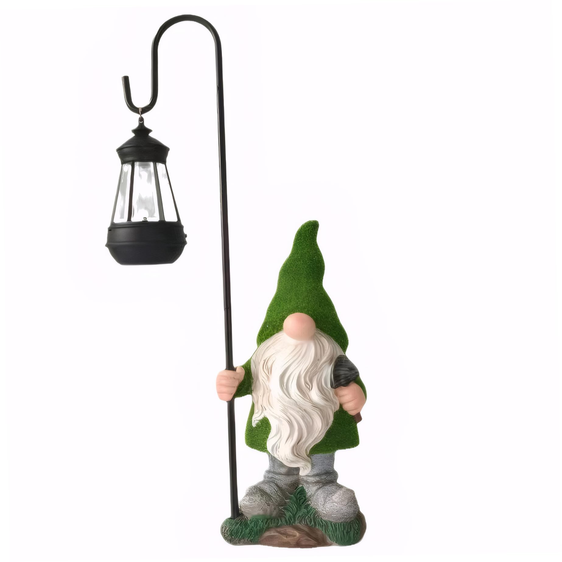 Gnome Solar Light|Gnome Solar Light 18.9 Inch Tall Flocked Resin Garden Gnomes with Lantern Waterproof Garden Statue Ornaments for Yard Lawn Backyard Decorations