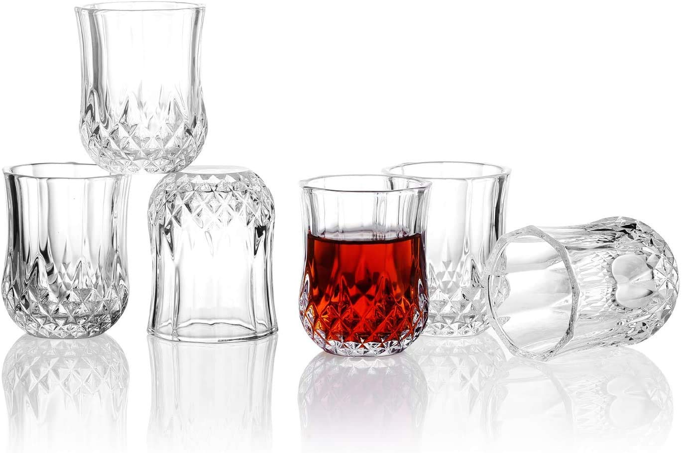 Farielyn-X Clear Heavy Base Shot Glasses 60 ml for Whiskey, Tequila, Vodka Crystal for Party Bar, Vodka & Tequila Set of (D>Shot, 6)