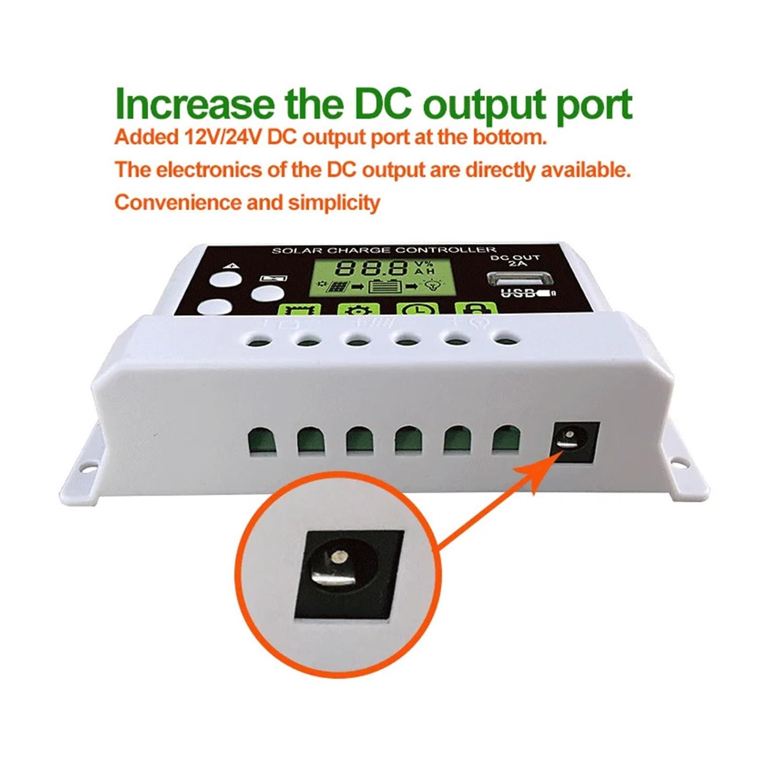 Regolatore di Carica Pannello Solare, Regolatore Solare 10A 20A 30A 40A 50A 60A Auto 12V 24V Regolatore di scarica di Carica PWM Uscita CC USB(20A)
