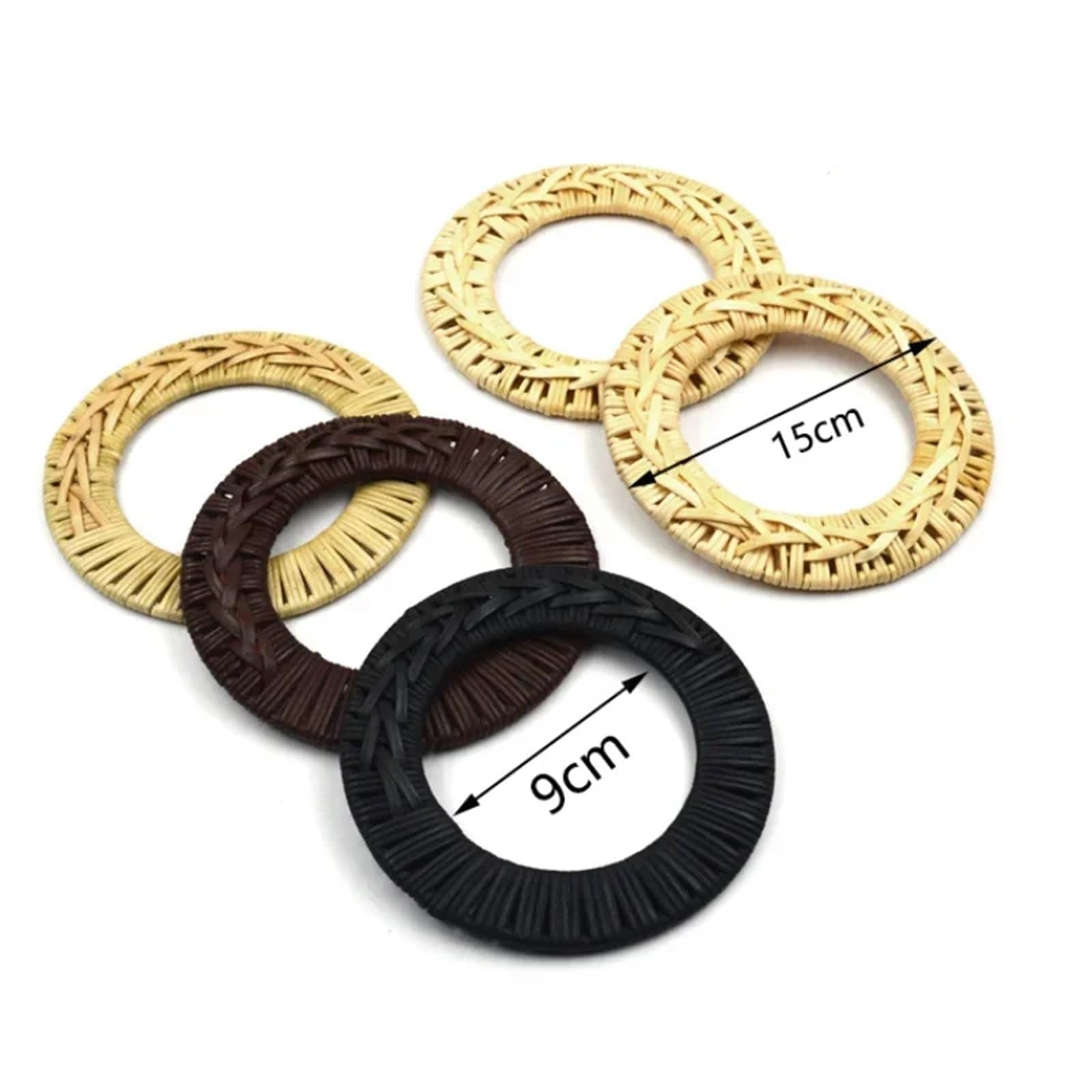 MRKU Asa de Madera para Bolso, Accesorios para Bolsos, Manualidades, Bricolaje, 2 Piezas, 15 cm, Anillos Hechos a Mano, Soportes de Costura, Marco para Bolso
