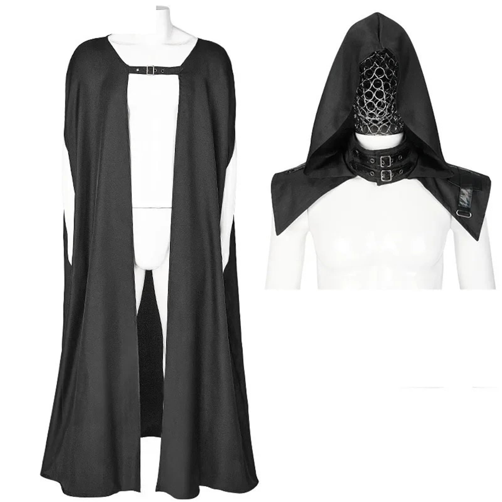 Gotycka peleryna z kapturem, długi płaszcz dla mężczyzn i kobiet, casualowa wiatrówka na Halloween, przebranie cosplay
