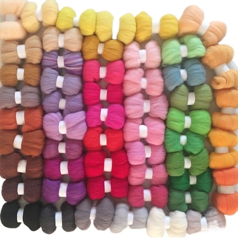 265g Felt Merino Sheep Wool Fiber Needle Felting Wool Roving for Needle Felted Wool 5g/Color 53colors