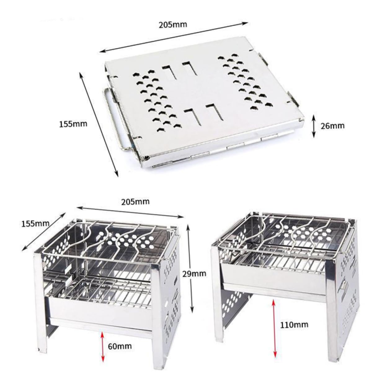 Garneck Burning Stove Portable Grill Collapsible Camping Cookware Stainless Steel Outdoor Cooking Solution