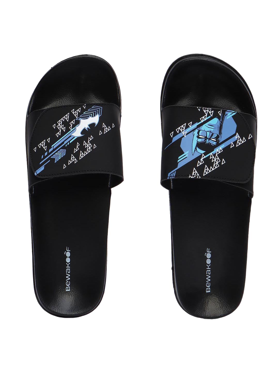 bewakoof Official DC Merchandise Batman Men's Black Cyber Bat Knight Printed Sliders-picture-36