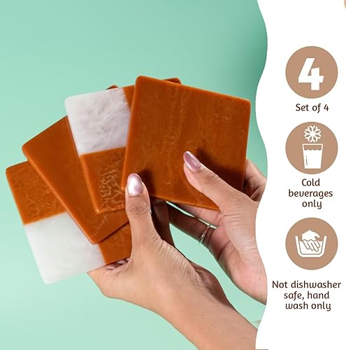 Miniatura 2 de Folkulture Juego de 4 posavasos bohemios (4 pulgadas) para mesa de café, posavasos hechos a mano para bebidas, bonitos posavasos impermeables para