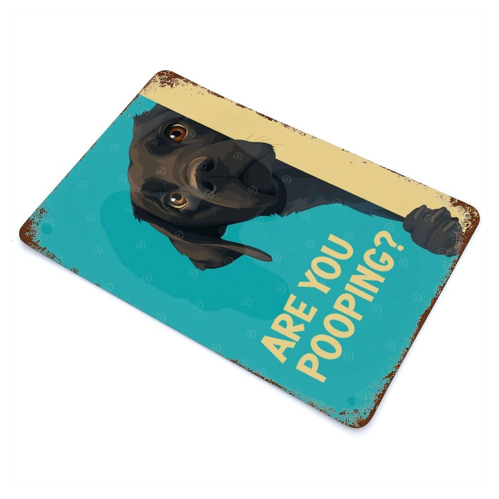 Retro Metal Sign with Labrador Are You Pooping Design 11.8"x7.9", for Pub, Kitchen And Man Cave Decor, Rustic Home Decor