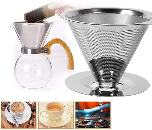 Miniatura 3 de Gotero de café, 1 pieza de acero inoxidable para verter sobre el gotero de café de doble capa de malla de filtro para el hogar, oficina, viajes, uso