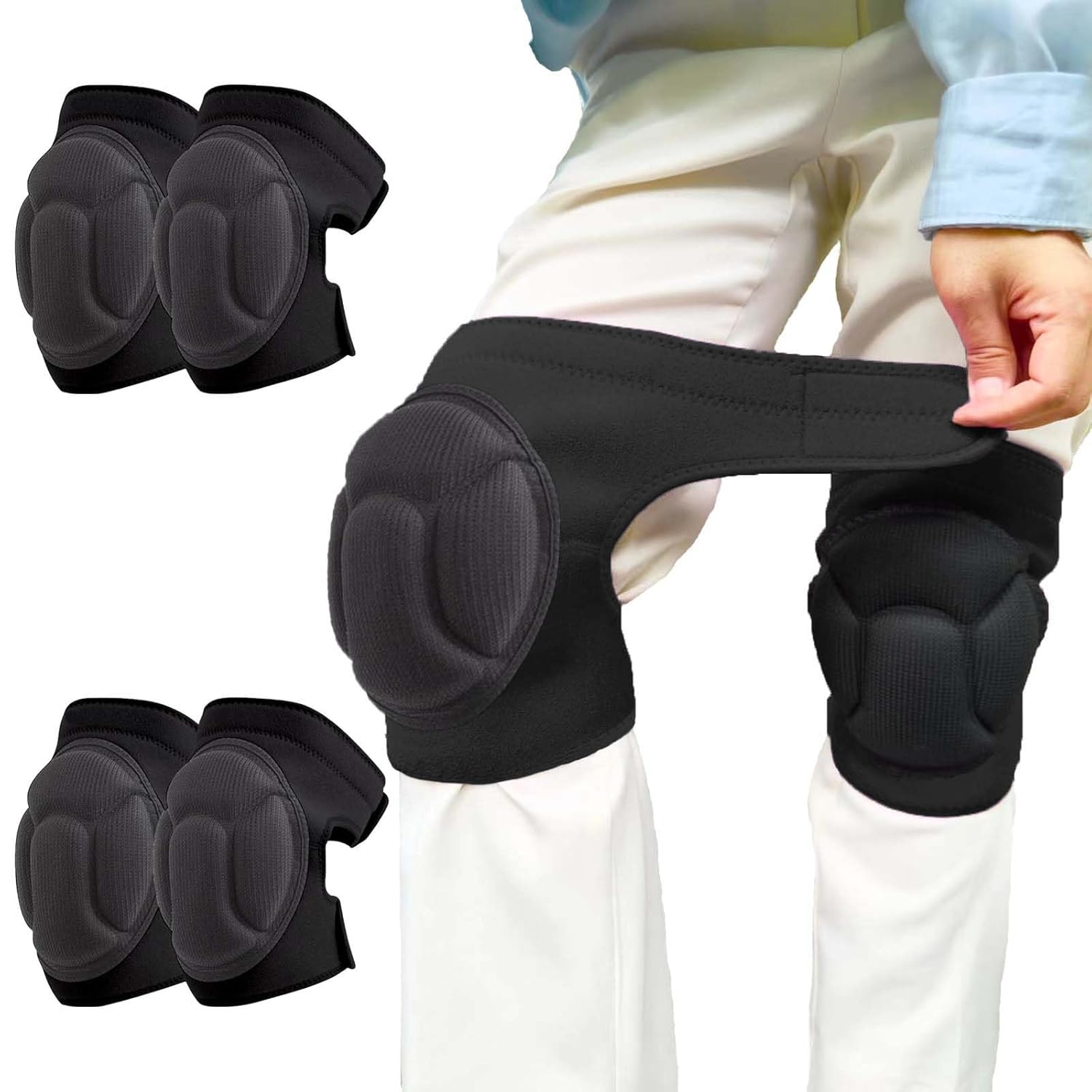 2 Pairs Women's Gardening Knee Pads for Work, Waterproof Kneepads with Thick Foam Padding for Kneeling on Concrete Floors, Soft Cushion Knee Pad for Cleaning, Flooring, Crawling, Weeding, Pink M