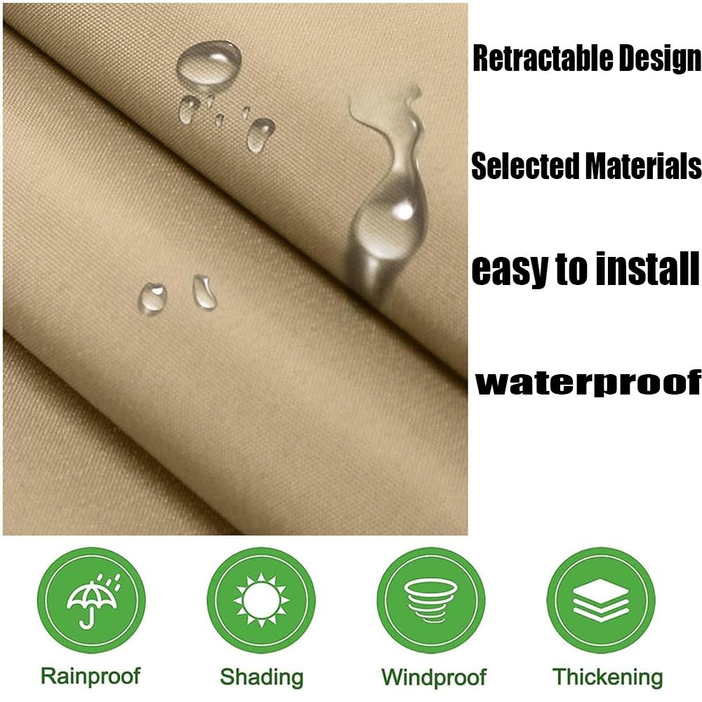 Tessuto di ricambio per tenda da esterno retrattile, impermeabile, per giardino e terrazza, 3 x 2,5 m, copertura in tela per ombra e riparo
