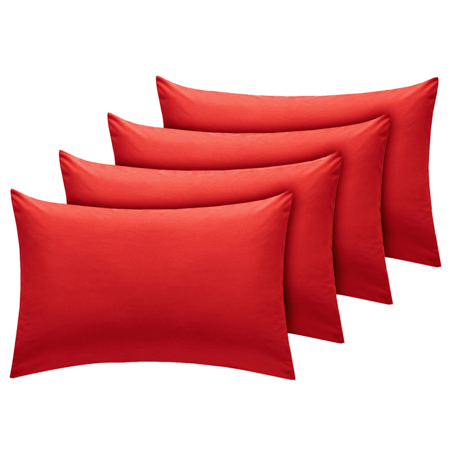 DTEX HOMES Pillowcases Pack of 4 Ultra Soft Polycotton Envelope Closure Pillow covers (Red-Housewife)