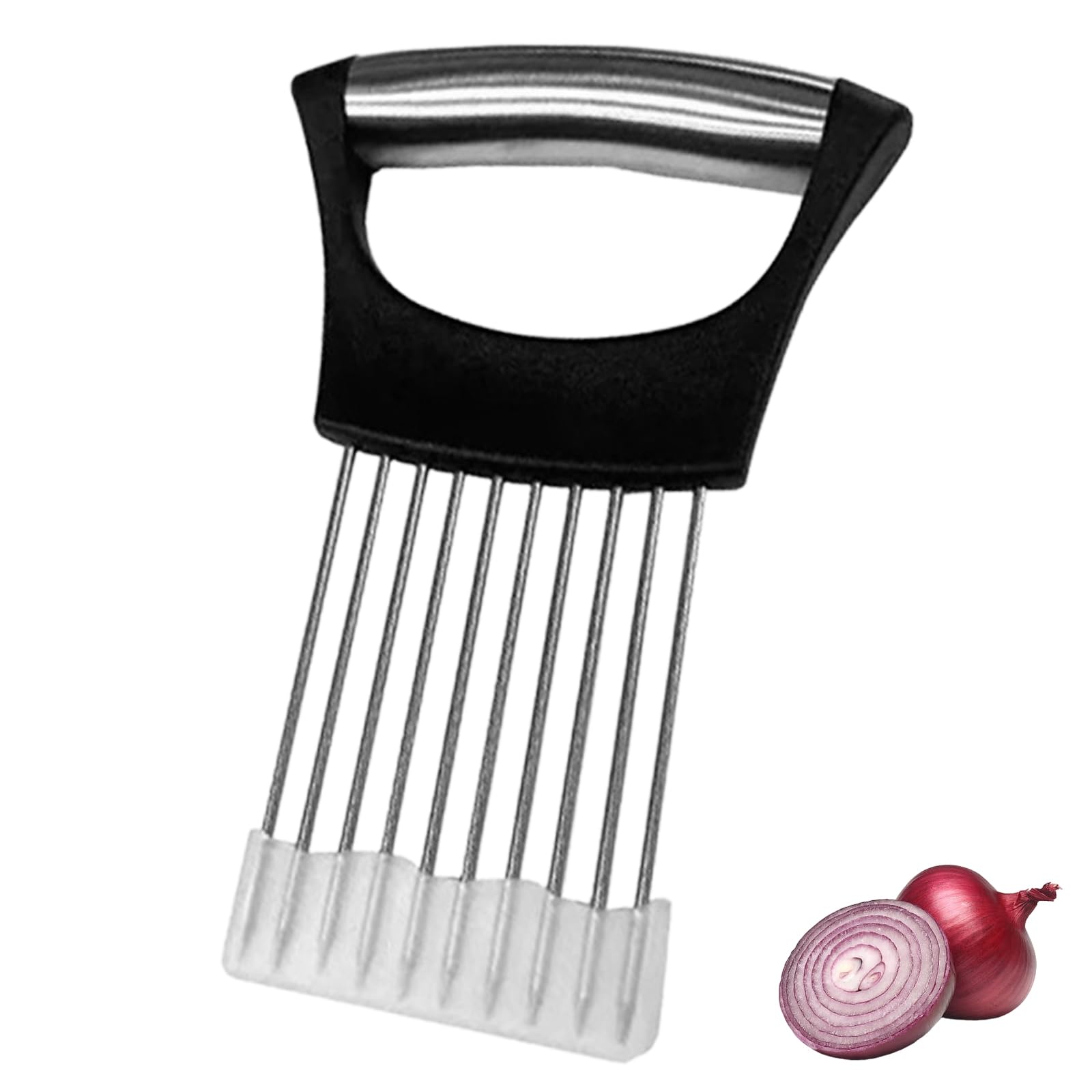 1 PC Onion Slicer Holder, All-in-one Onions Holder Stainless Steel Onions Fork Food Slicing Helper Kitchen Gadget Onion Cutter Slicer Vegetable Tools for Chopping Grating Fruit Assistant