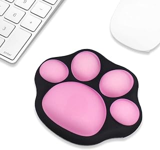 ProElife Cute Mouse Wrist Support Pad Cat Paw Pattern, Comfortable Soft Wrist Rest Hand Pillow Relief Hand’s Pain with Non-Slip Rubber Base 4.3 x 3.7 Inches for Home, Office Computer Laptop (Black)
