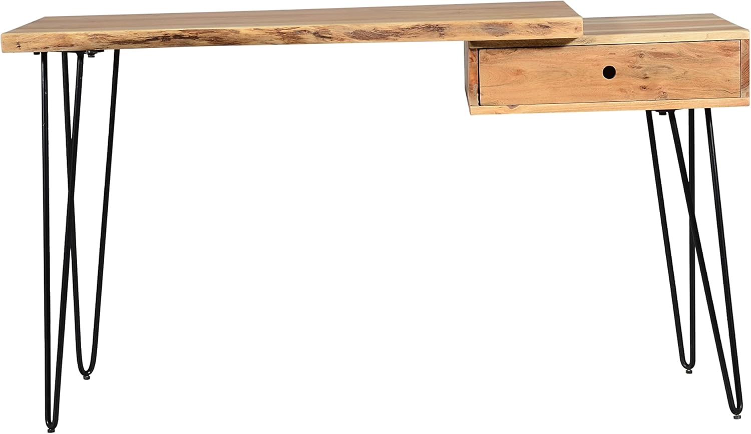 Jofran Nature's Edge Modern 54'' Solid Wood Live Edge Desk with Drawer for Work or Home, Natural